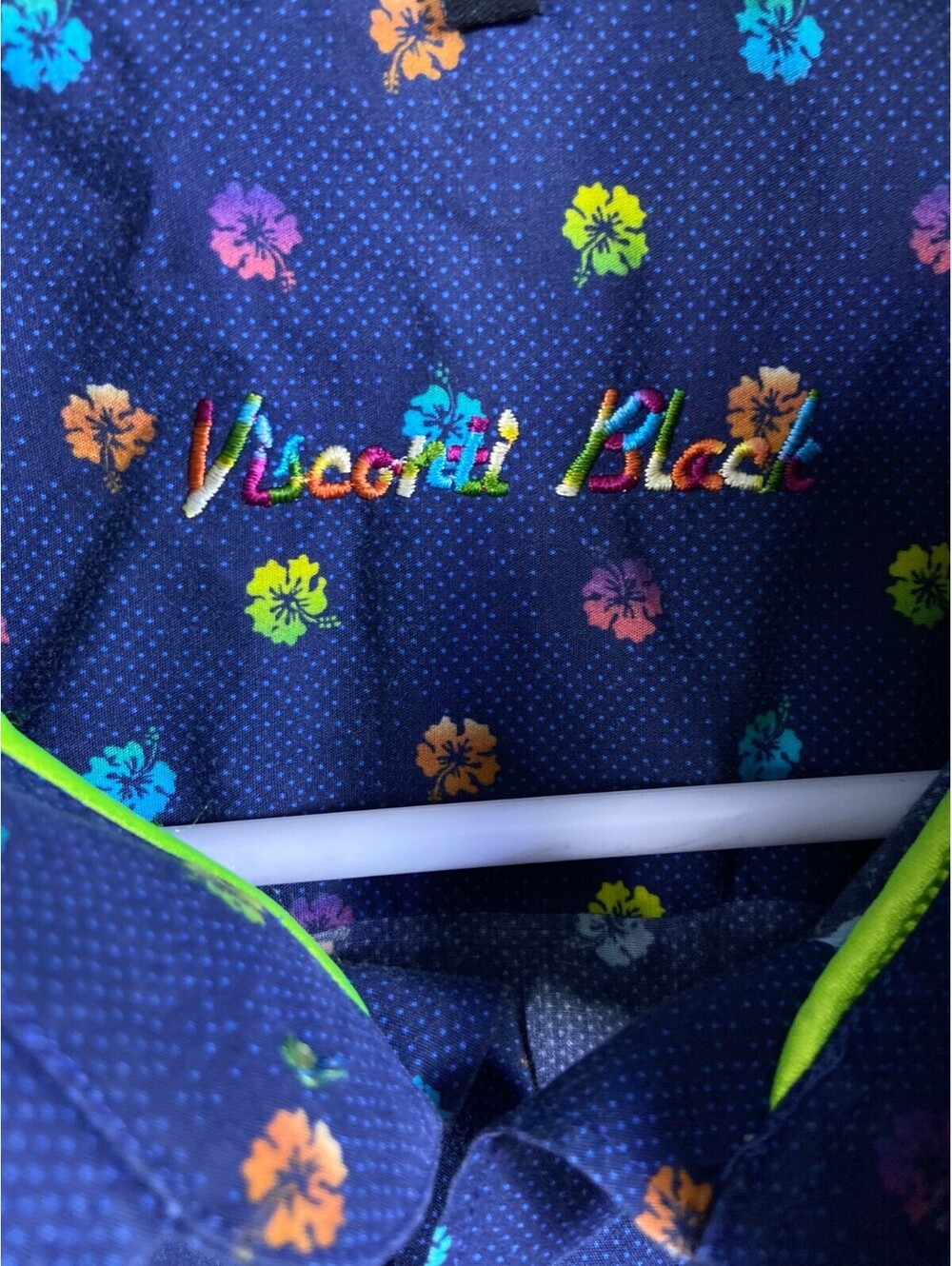 Visconti Black Colorful Abstract Floral Flowers Psychedelic Men's Xlt Shirt Euc! View 3